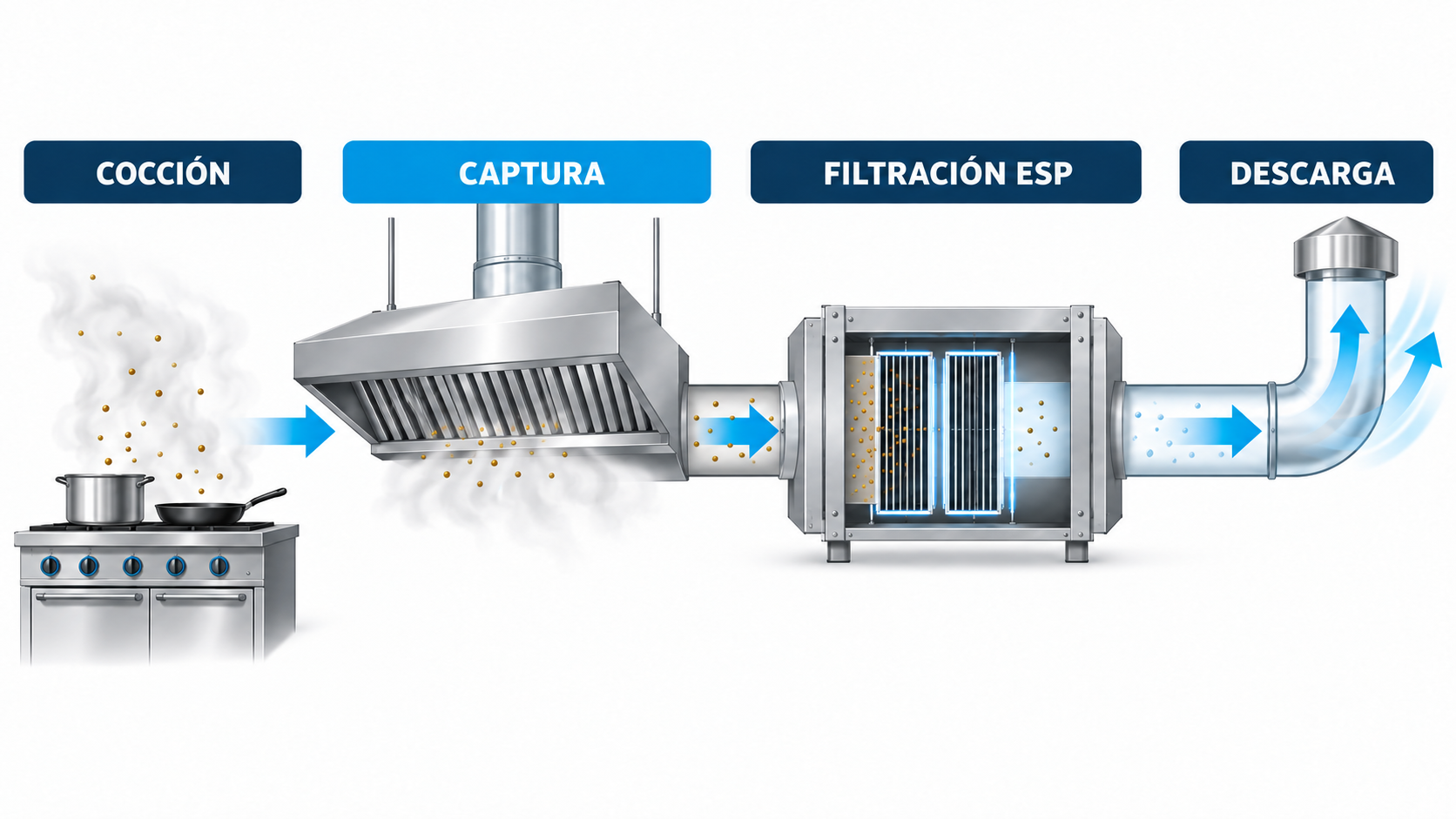 Proceso de extracción y filtración de material particulado